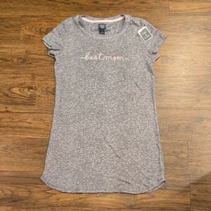 Laura Ashley Heathered Gray Top with Pink Trim